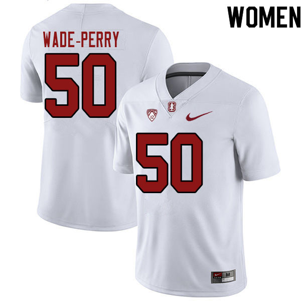 Women #50 Dalyn Wade-Perry Stanford Cardinal College Football Jerseys Sale-White